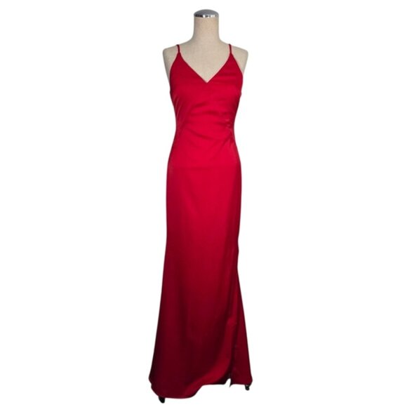 Minuet Red Maxi Dress Front Slit Size XS - Picture 3 of 11